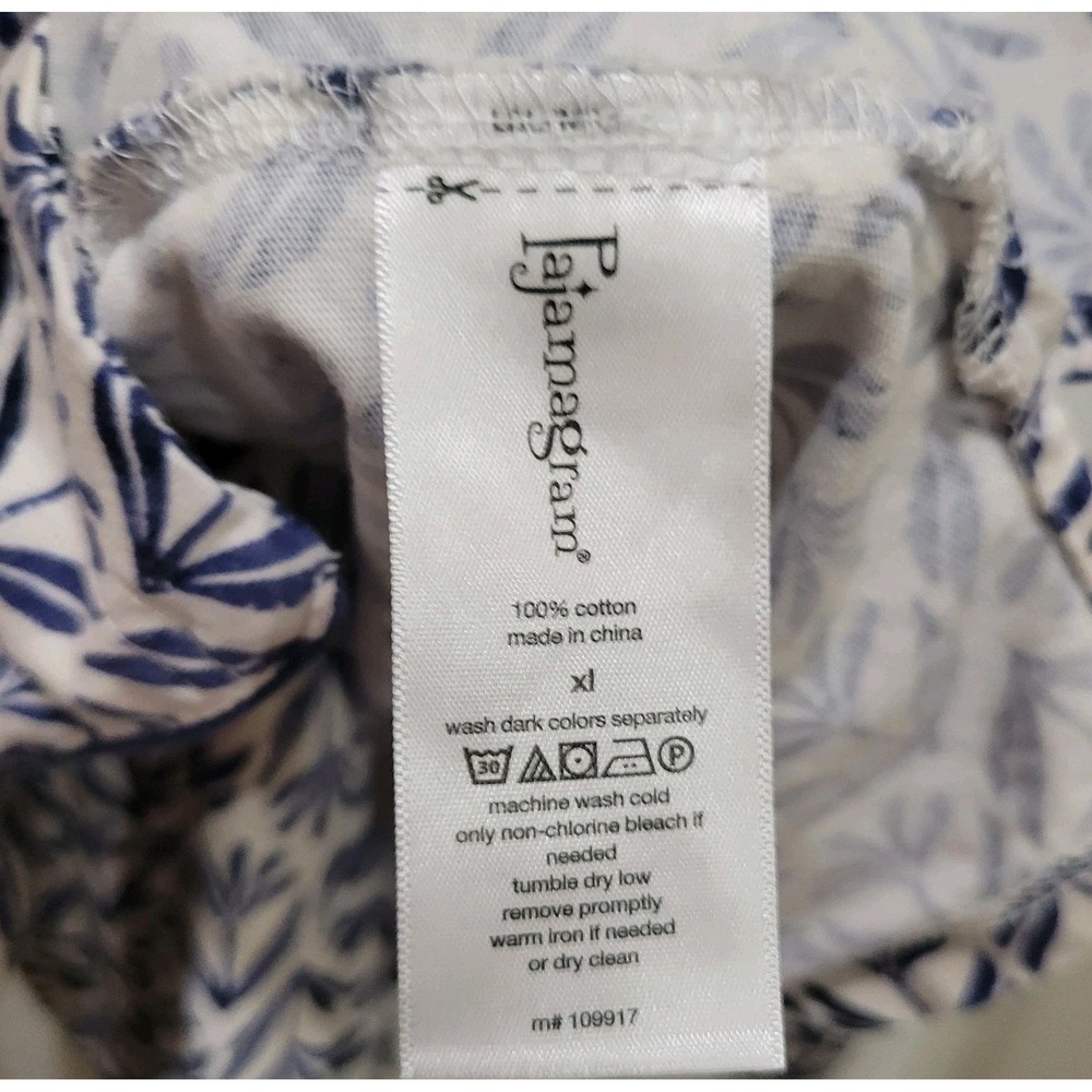 Pajamagram "Blue Block" Print Pajama Set PJs Button Front Long Sleeves Sz XL - Picture 5 of 5